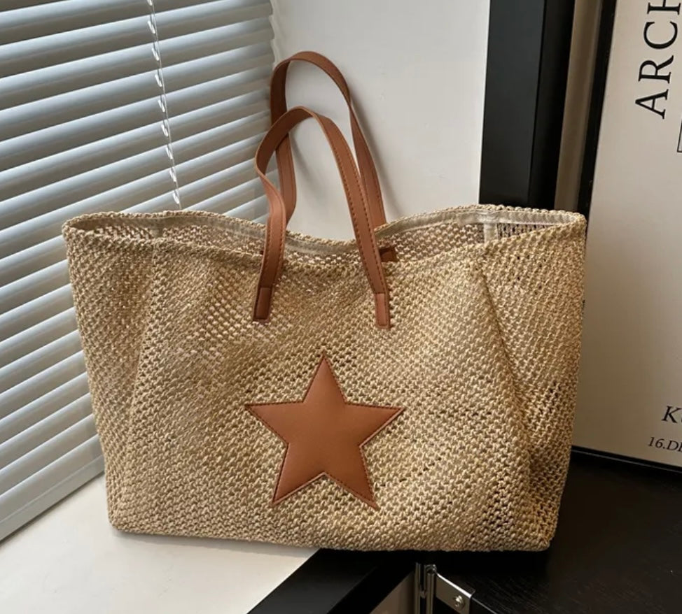 Sac paille étoile choco