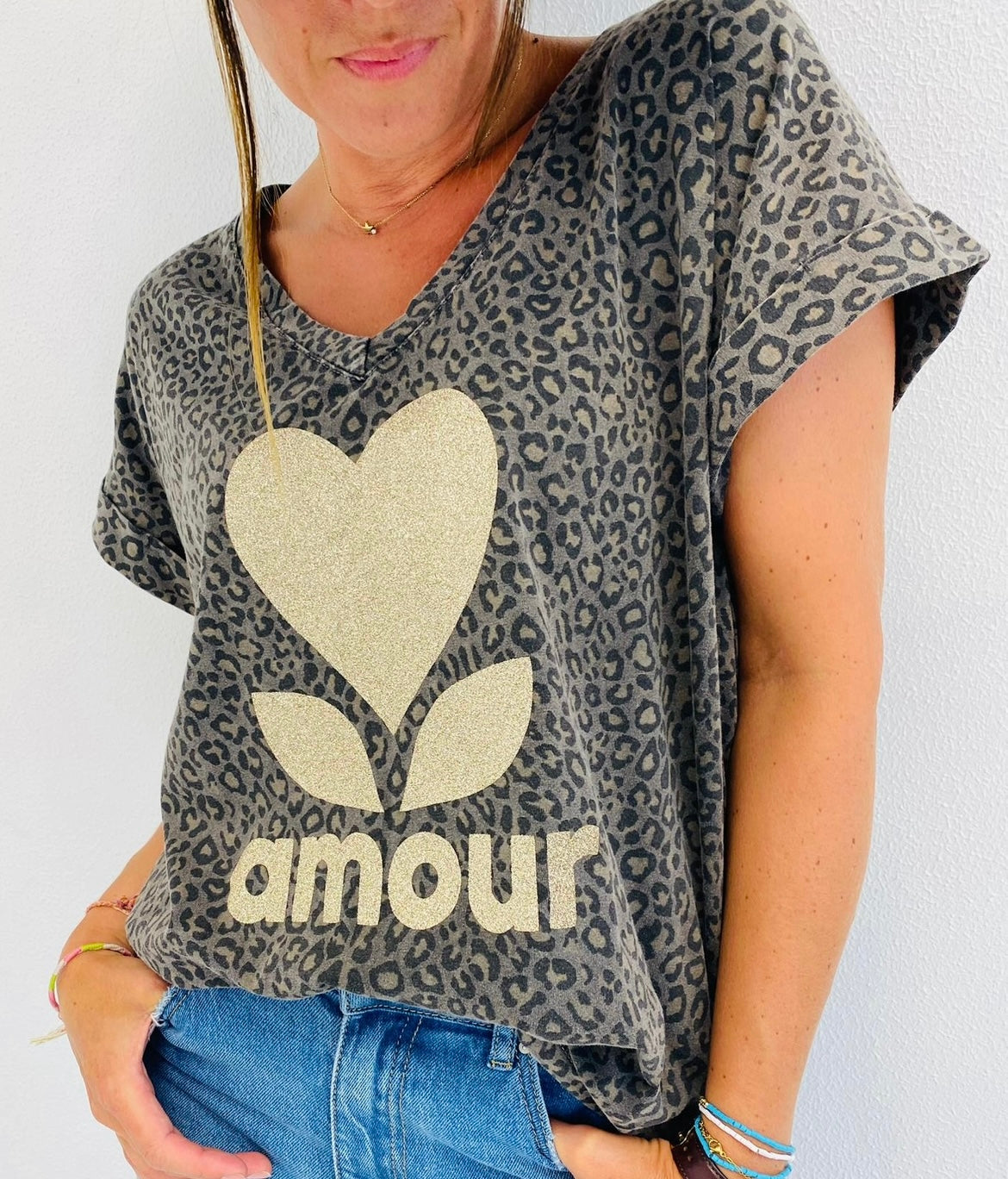 Tee shirt aloud leopard