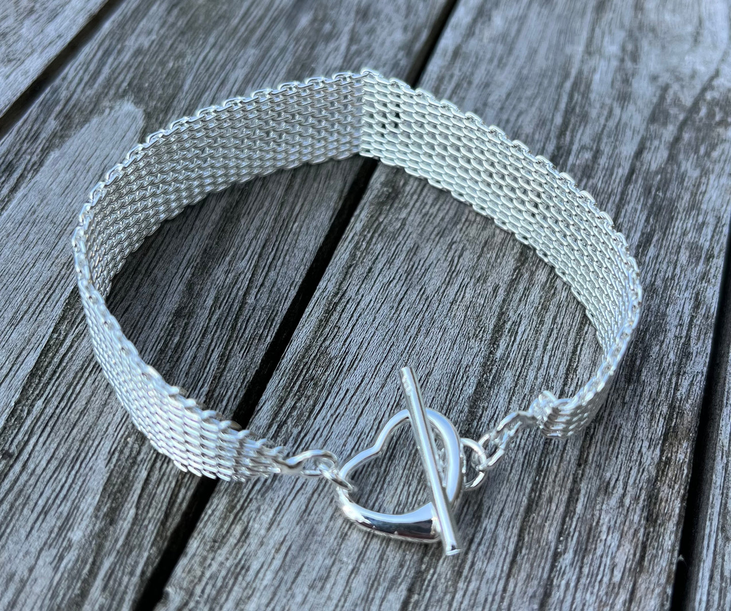 Bracelet ruban argent cœur