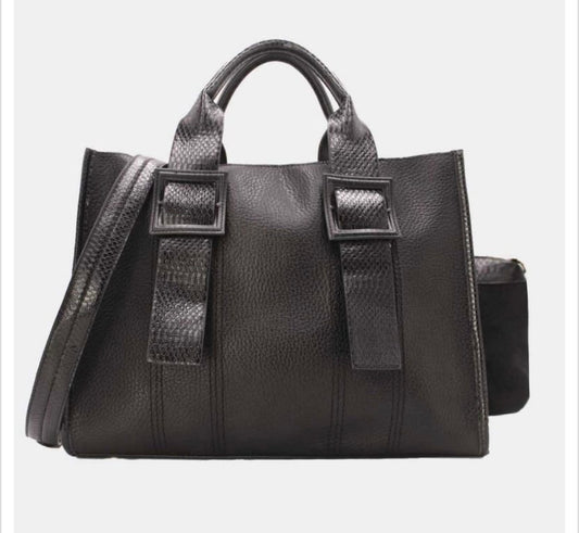 Grand cabas noir pochette suédine